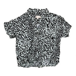 Philosophy Black White Patterned Raw Hem Blouse S